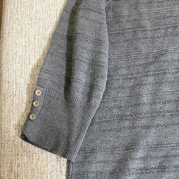 Apt. 9 Charcoal Gray Textured Knit Sweater XL Lightweight Minimalist Workwear - Picture 5 of 15